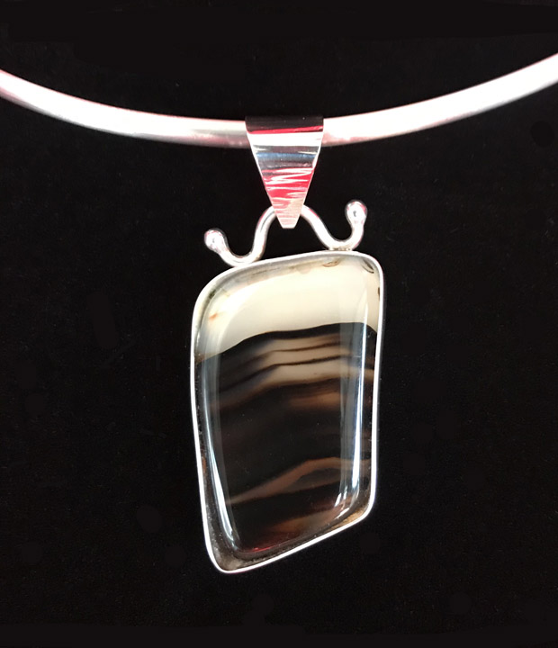 Montana Agate fine silver pendant handcrafted jewelry